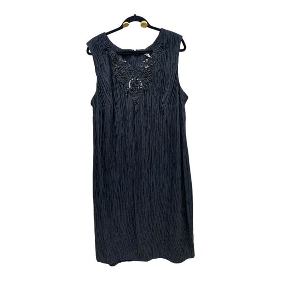 Black Beaded Detail Wavy Sleeveless Maxi Dress Size XL Cocktail Party - Picture 1 of 7